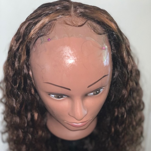 30 inch brown deep wave wig with highlights main image 9